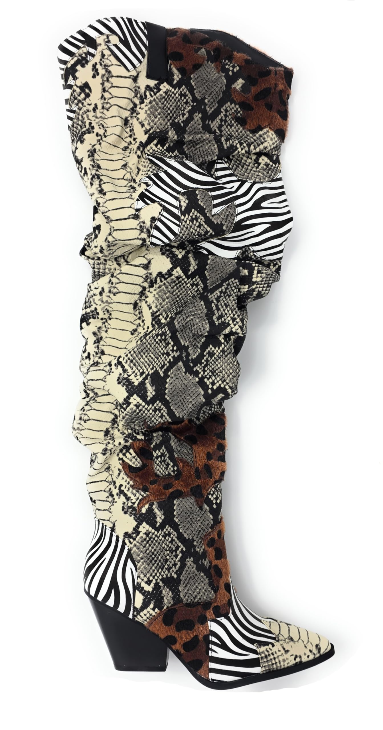 YOKI Cowgirl Boots Women, Over the Knee Western Cowboy Boots for Women with Chunky Block Heels