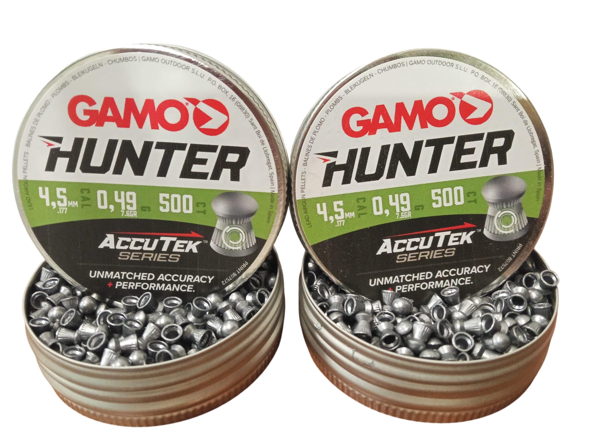 ACCUTEK Hunter - Confezione da 2 perni da 4,5 mm per aria compressa, 1000 pezzi in totale, punta a cupola ad alta precisione, moschettoni e pistole ad aria, uso sportivo e ricreativo