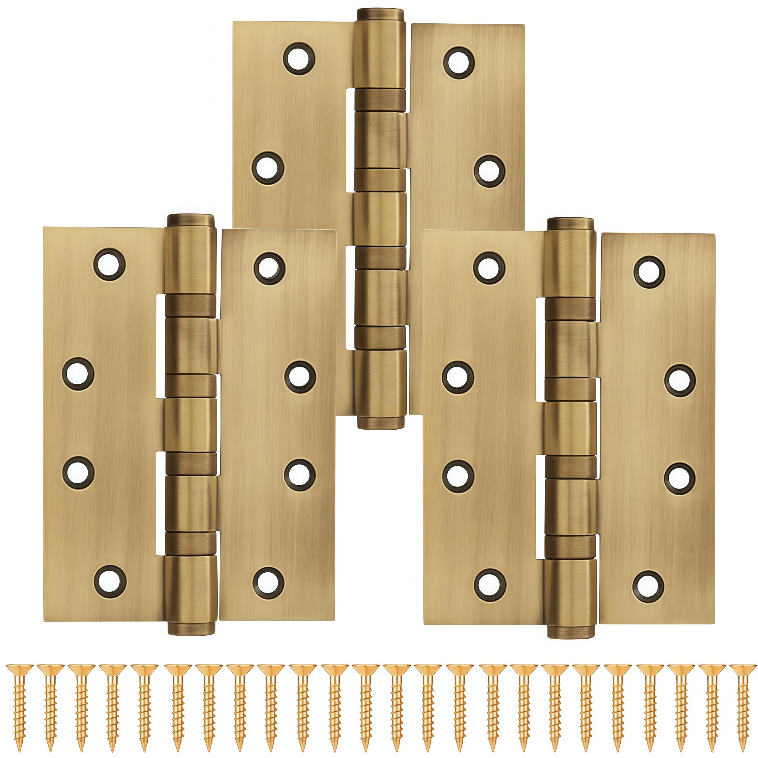Hinges 3 Pack of Brass Casement Hinges Antique Bronze 4 Inches