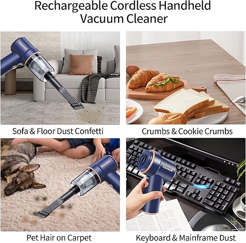 Miniatura 4 de Aspiradora inalámbrica de mano, 2 en 1, USB 80000 RPM, soplador de polvo de aire comprimido portátil, mini aspiradora recargable para automóvil,