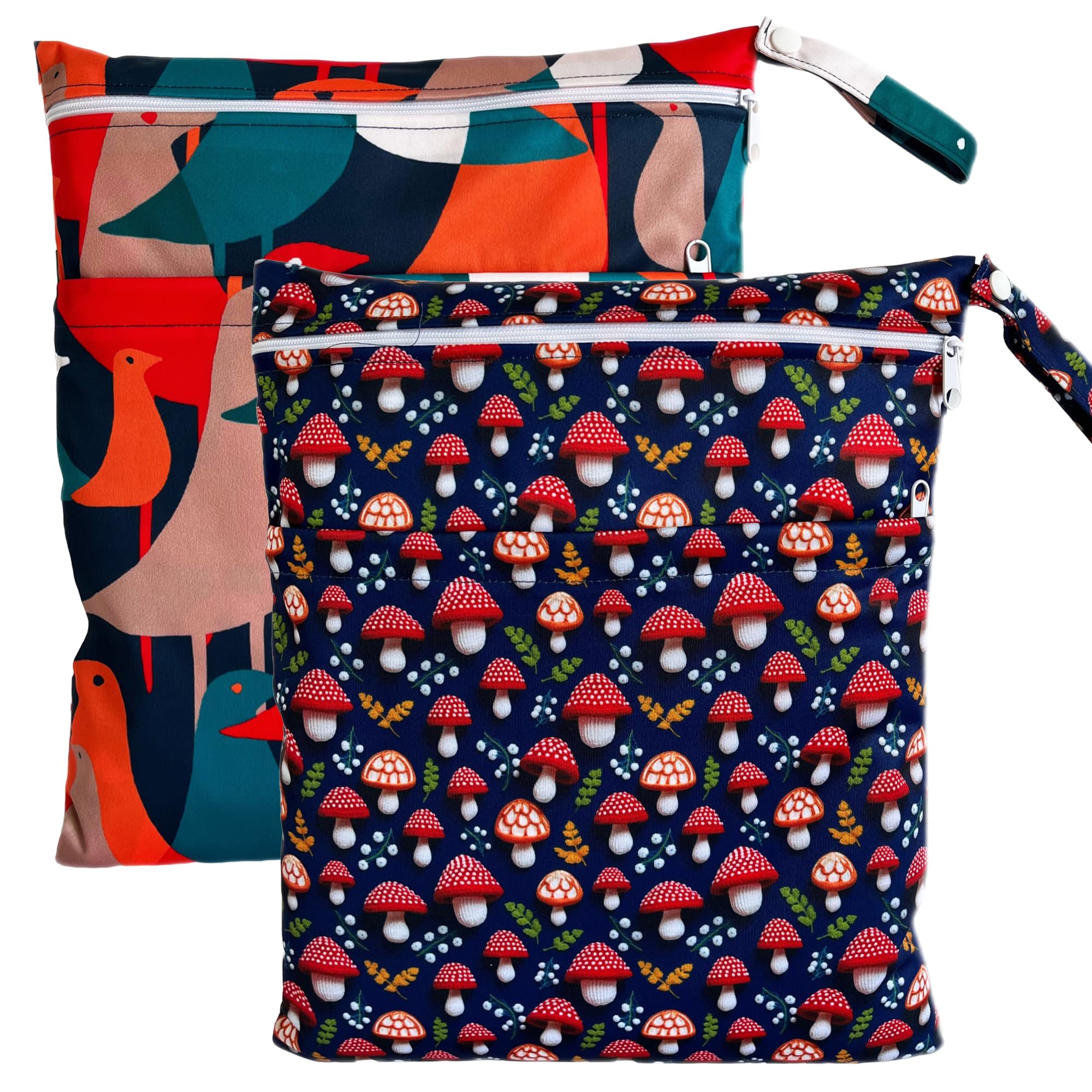 TRASUN Wetbag Nursery Wet Bag Nappy Bags Swimming Equipment Wet and Dry Changing Bag Pack of 2 Waterproof Washable Wet Bag Organiser for Toddlers, Color Mix6, 2PCS, Pack sack