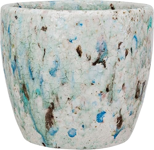 Miniatura 6 de Creative Co-Op Maceta grande de terracota con esmalte agrietado, azul