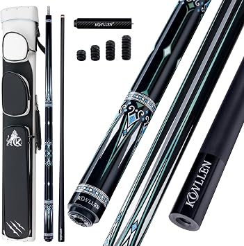 KONLLEN Carbon Fiber Pool Cue 2.0 | Low Deflection Billiard Stick with Professional Taper, Ultra-Smooth Shaft for Adults, League & Professional Players