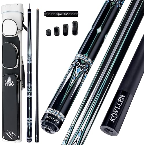 KONLLEN Carbon Fiber Pool Cue 2.0 – 58" Low Deflection Performance Cue for Improved Accuracy & Consistency, 12.5mm Tip, Pro Taper