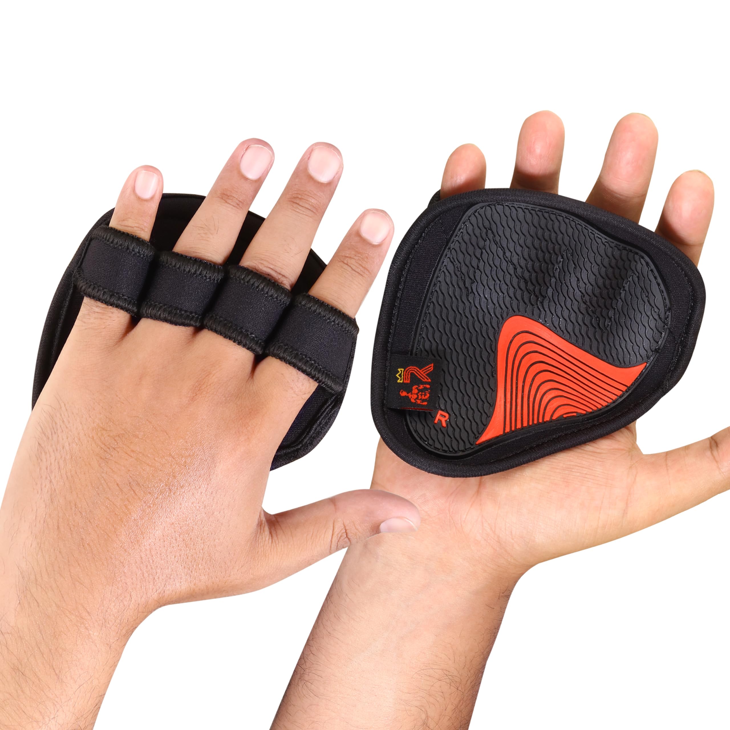 Royal Coalition Neoprene Grip Pads Lifting Grips, The Alternative to Gym Workout Gloves, Lifting Pads for Weightlifting, Calisthenics & Powerlifting, No More Sweaty Gym Gloves (Black Red)
