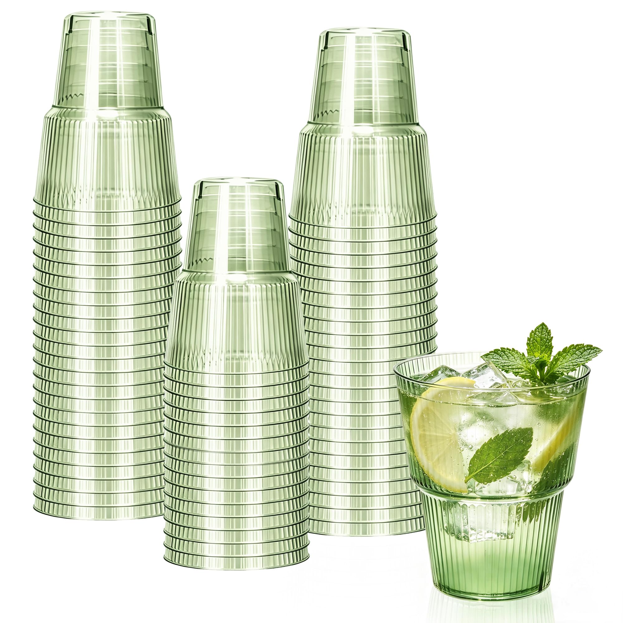 50 Pack Green Plastic Wine Glasses, 14 oz Clear Plastic Cups — Amazon image 12