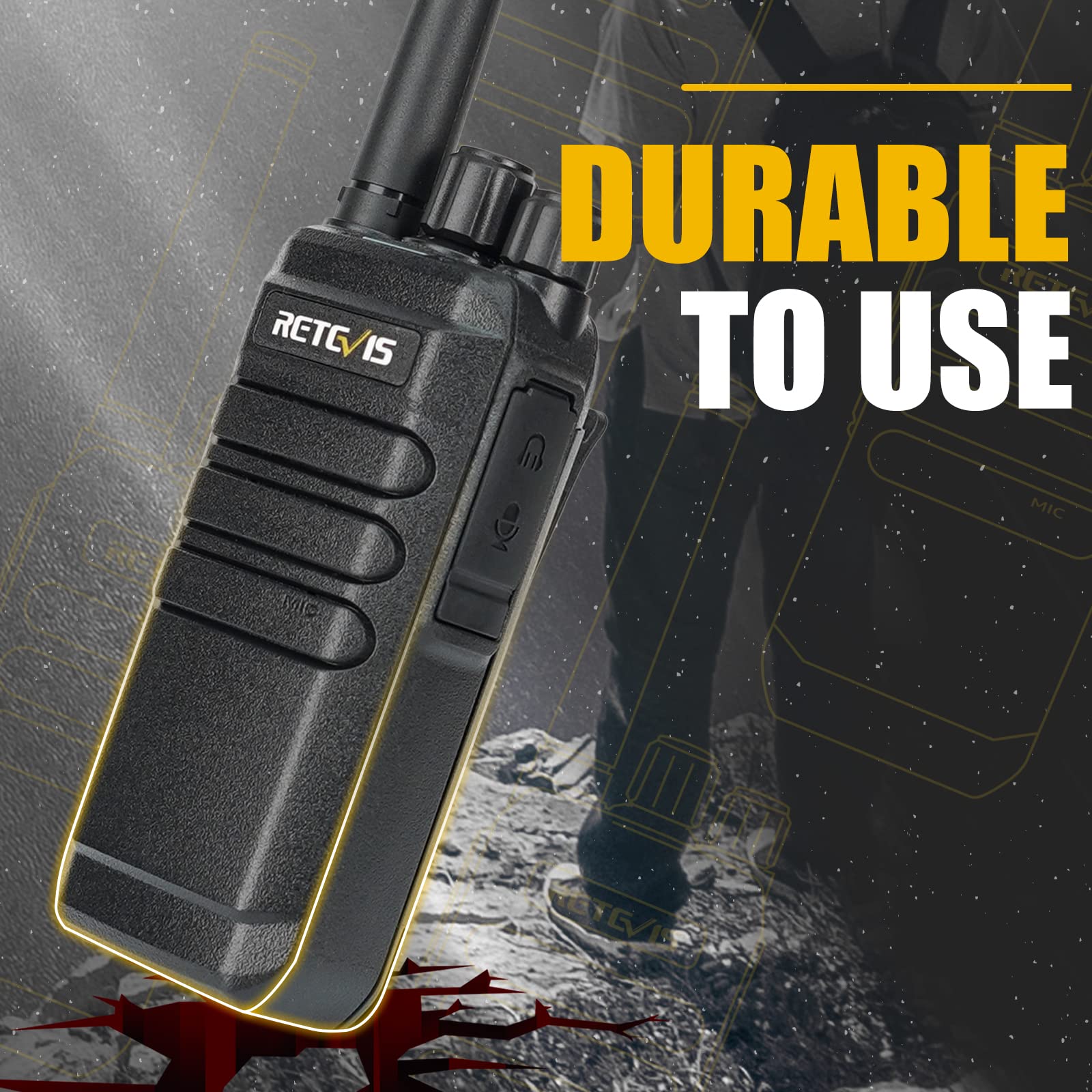 Retvis RT40 Digital DMR Walkie Talkie, PMR446 Free Free 2 Way Radio, 2000Mah, VOX, 48 kanałów cyfrowe/analogowe Walkie Talkie dla rodziny, podróży (czarny, 1PCS)