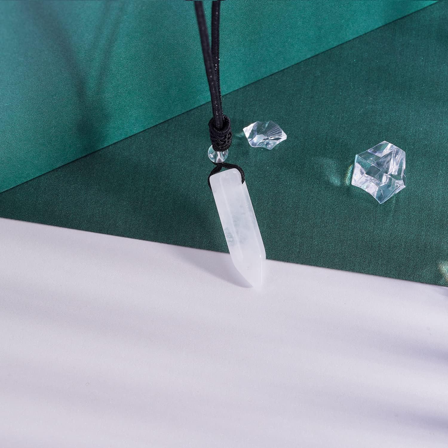 Hexagonal Crystal Points Pendant Necklace Black Obsidian Healing Stone Necklace Adjustable Rope Reiki Gemstone Necklace Handmade Jewelry for Men Women - Image 7