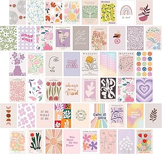 Danish Pastel Dream: 50-Piece Aesthetic Wall Decor Set for Bedroom - Transform Your Space With Preppy and Chic Room Decor...