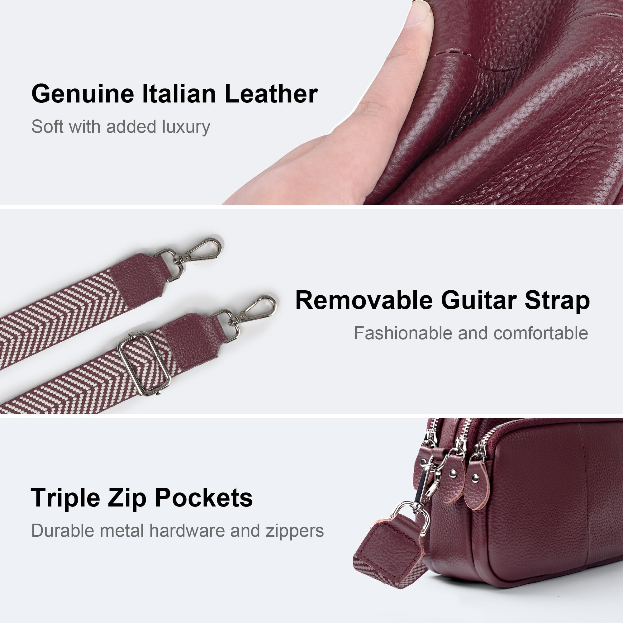 befen Crossbody Bag Damen Echtes Leder Umhängetasche Klein Damen Handytasche zum Umhängen, Moderne Handtasche Taschen mit Breitem Schultergurt für Arbeiten Einkaufen Reisen