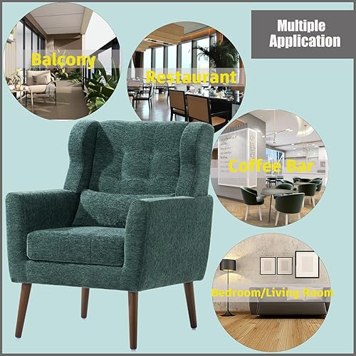 Miniatura 3 de EEBUIHUI Silla decorativa moderna tapizada con relleno de espuma, cómoda silla de lectura, silla moderna de mediados de siglo con brazos de tela,
