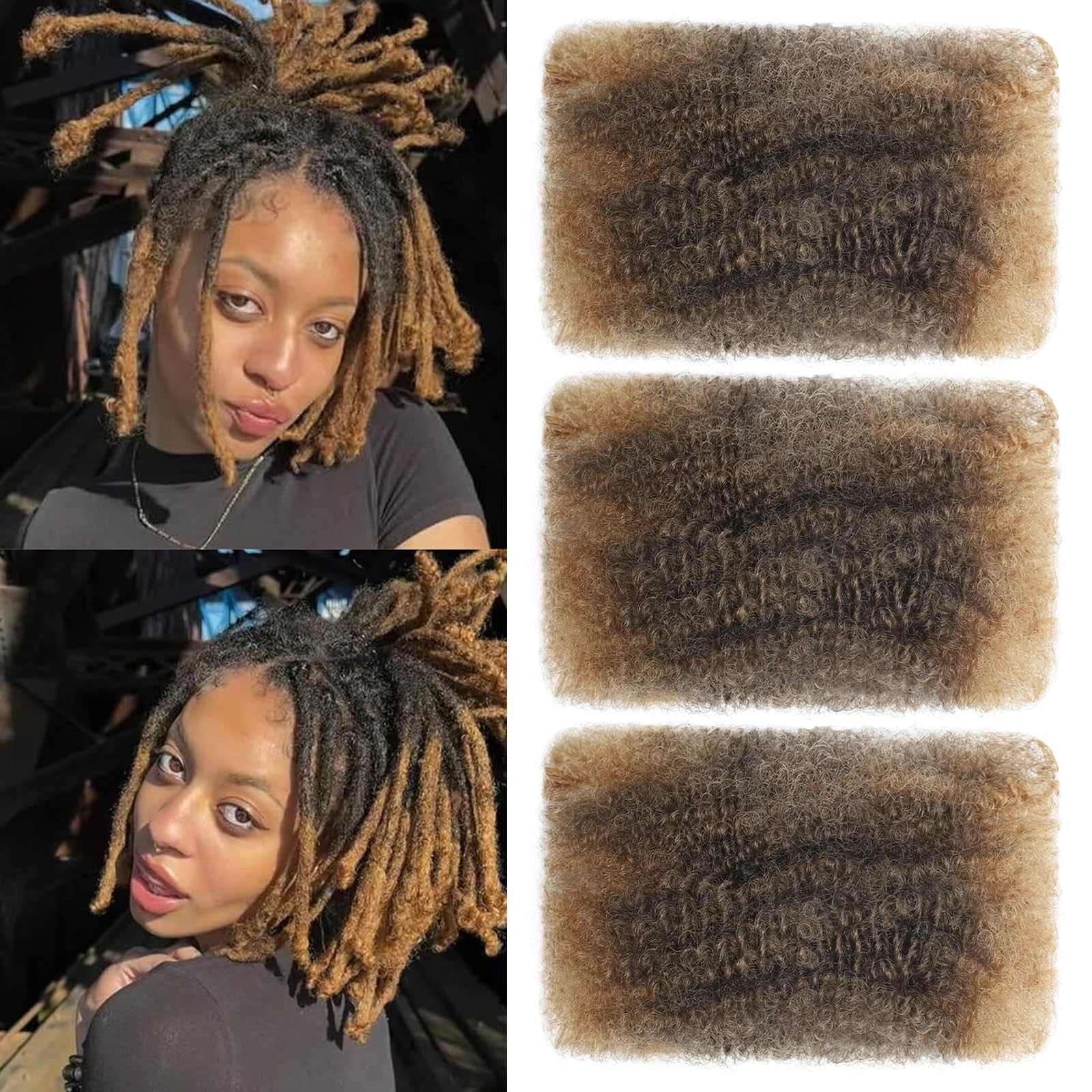 XIIMENALU Afro Kinky Curly Braiding Bulk Hair For Mini Twists Afro Kinkys Bulk Synthetic Cuban Twist Hair Soft Locs Micro Spring Twist For Dreadlocks Loc Repair (T4/27