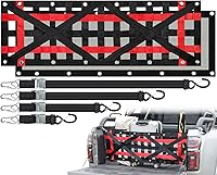 SKYJDM Heavy Duty Tailgate Net for Truck Bed: Detachable Cargo Mesh, 4 Adjustable Straps, 54x17.7in Fits Jeep, Pickup, SUV, Trailer