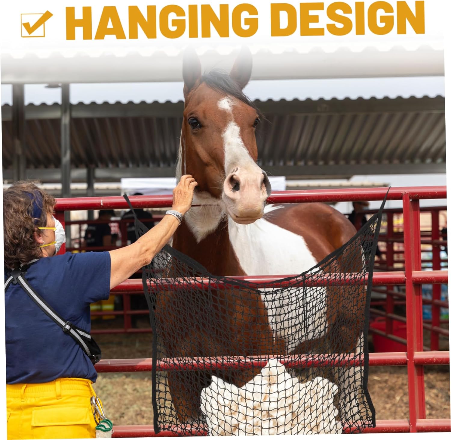 Horse Net Slow Feeder Hanging Net Bag for Feeding Horses and Goats Capacity Hay Straw Bag Mesh Design for Ventilation and Easy Cleaning