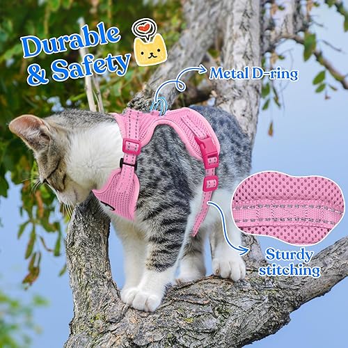 Miniatura 2 de Supet Arnés para gatos y correa para caminar a prueba de escape, arnés ajustable para gatos, arnés para gatos pequeños de fácil control para gatos