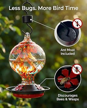 The Tree Within Series - Hummingbird Feeder Sunset Red & Ocean Blue
