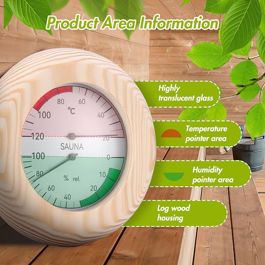 ALLOMN Sauna Thermometer & Hygrometer 2-in-1 Wood Accurate Digital Thermometer Hygrometer Hygrometer Sauna Hammam Thermometer Hygrometer Hygrometer For Workshop, School, Market, Warehouse