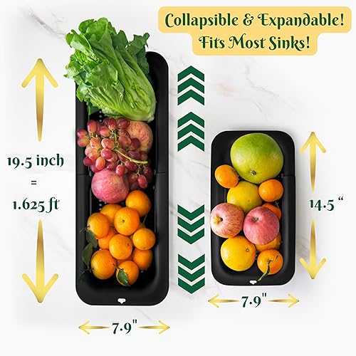Miniatura 2 de KV Kitchen Tools - Juego de coladores sin BPA, cesta coladora de fregadero expandible, colador sobre el fregadero, esponja de silicona, colador