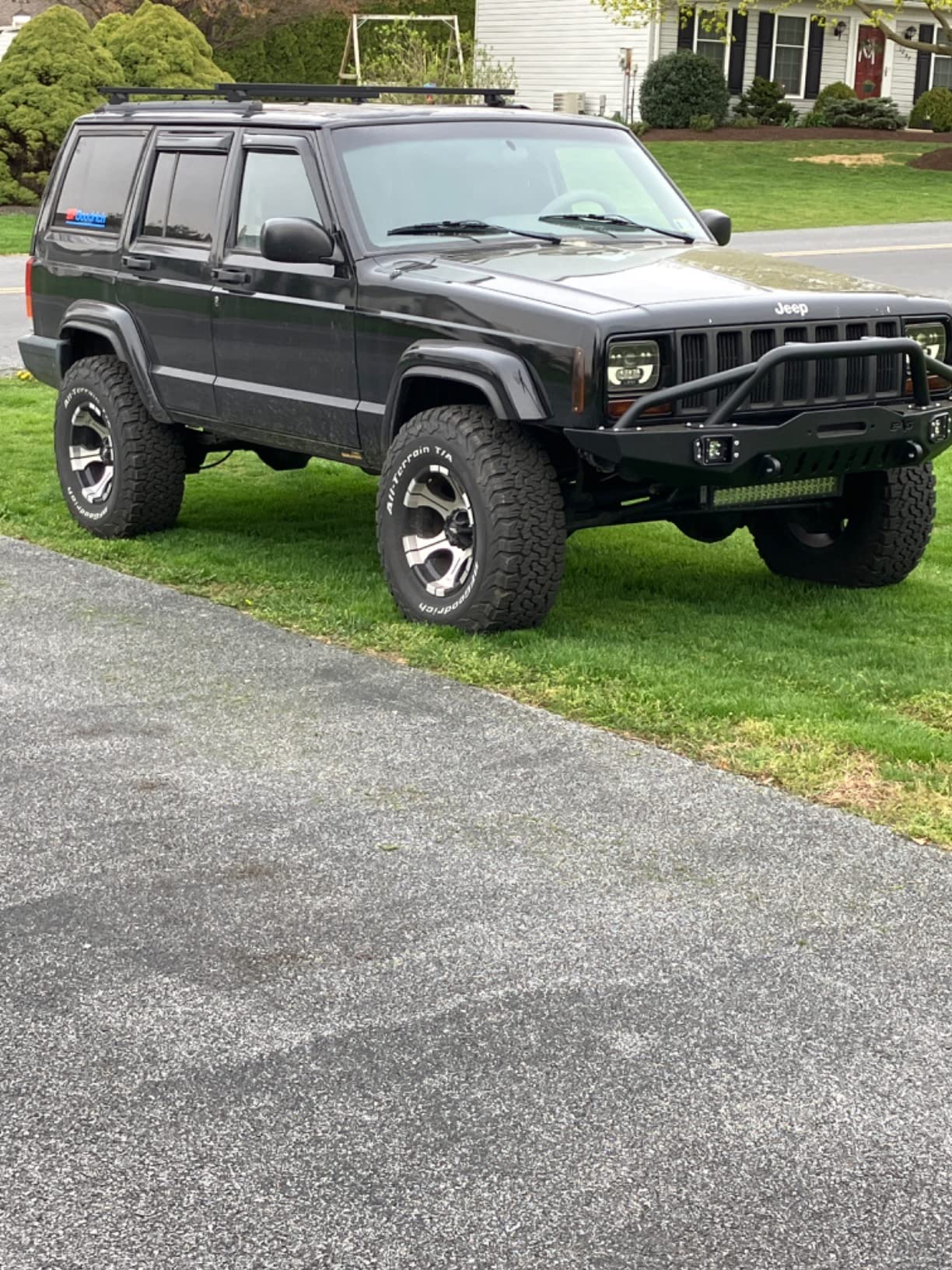 19/mo Finance EAG Front Bumper with LED Lights and Winch Plate Steel Fit for 8401 Cherokee