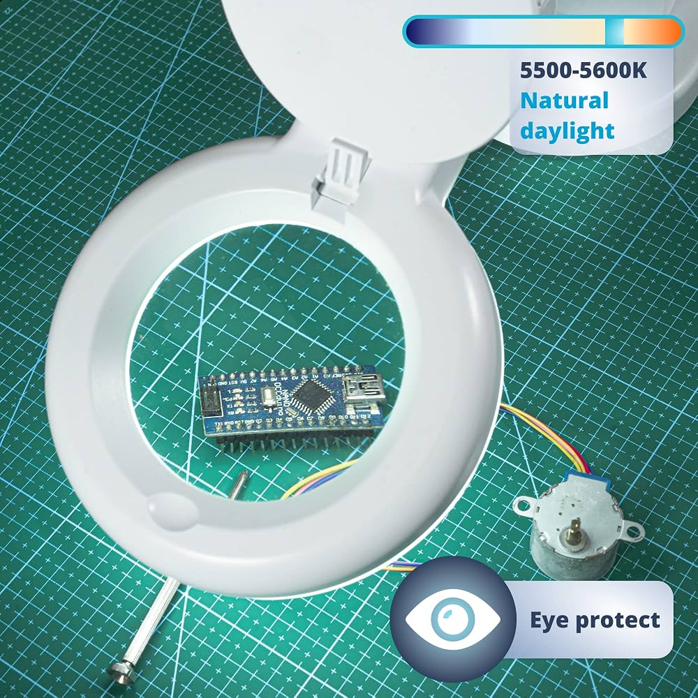 Lampe Loupe De Table Avec Pince - 5 Dioptries, éclairage Intégré, Pour Travaux Précis
