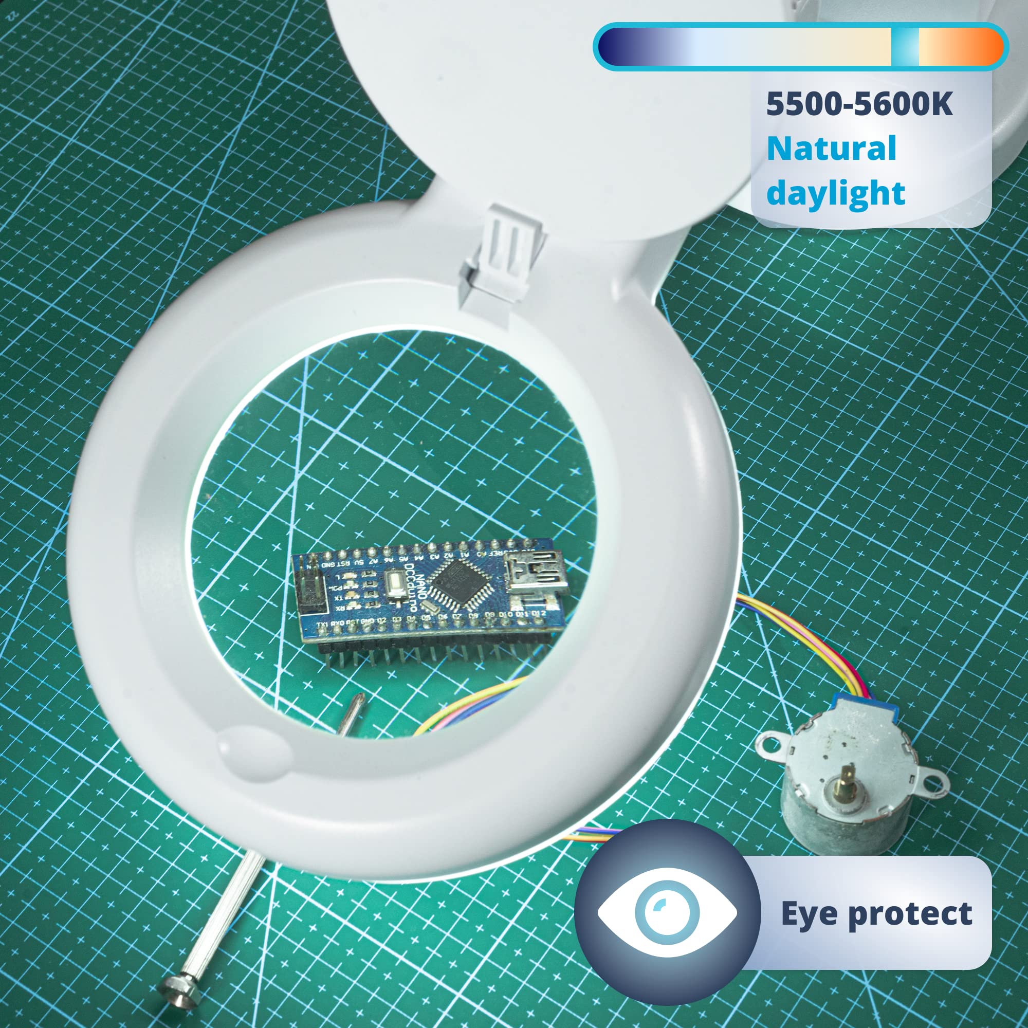Lampe Loupe LED de Bureau 5 dioptries - esthétique modélisme Professionnel Broderie - entièrement Pliable - lentille 90 mm