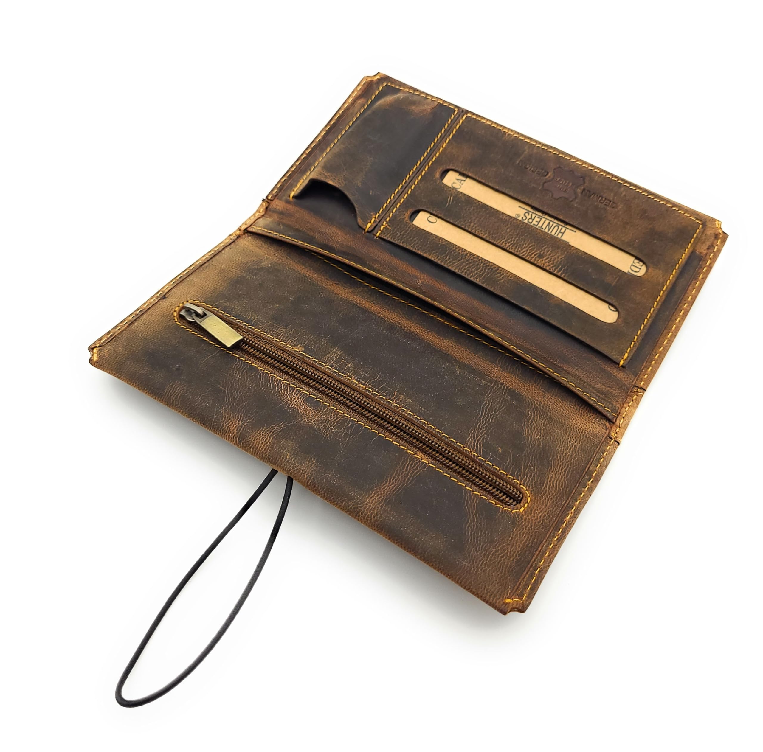 Sacchetti per tabacco in pelle di bufalo, di alta qualità e pratici, scomparti per tabacco da 30 g, foglie, filtri e accendino, chiusura con elastico, compatto e leggero (16 x 9 x 2 cm, 65 g)
