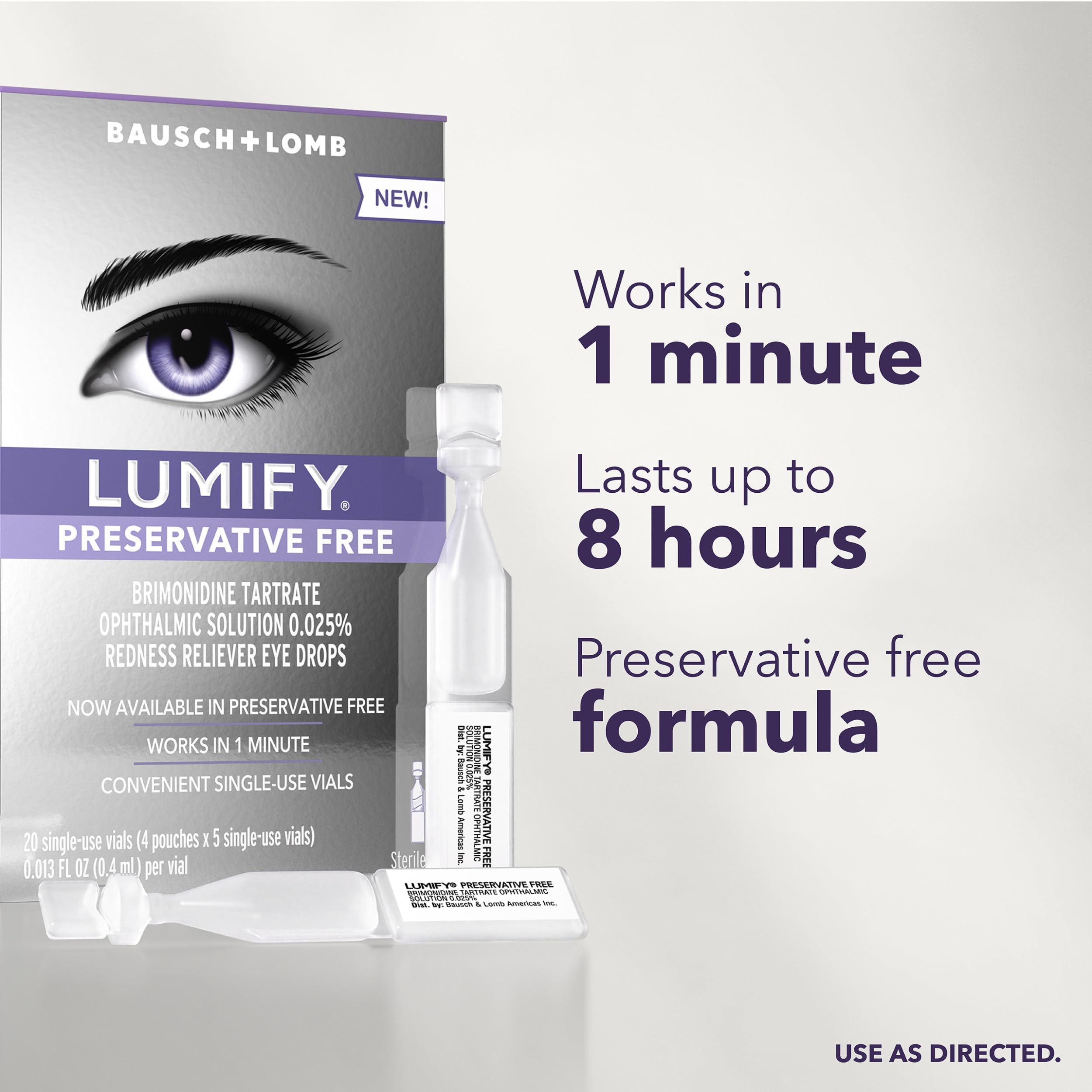 Lumify Preservative Free Eye Drops Redness Relief, Sensitive Eyes, 20 Vials — Amazon image 4