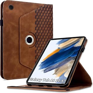 360 Drehbar Hülle Kompatibel mit Samsung Galaxy Tab A8 10.5 SM-X200/X205/X207 360° Drehbar Multi-Winkel PU Leder Schutzhülle Tasche mit Standfunktion für A8 10,5 Zoll 2021,Braun
