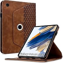 360° Rotating Case Compatible with Samsung Galaxy Tab A8 10.5 SM-X200/X205/X207 360° Rotatable Multi-Angle PU Leather Protective Case with Stand Function for A8 10.5 Inch 2021, Brown