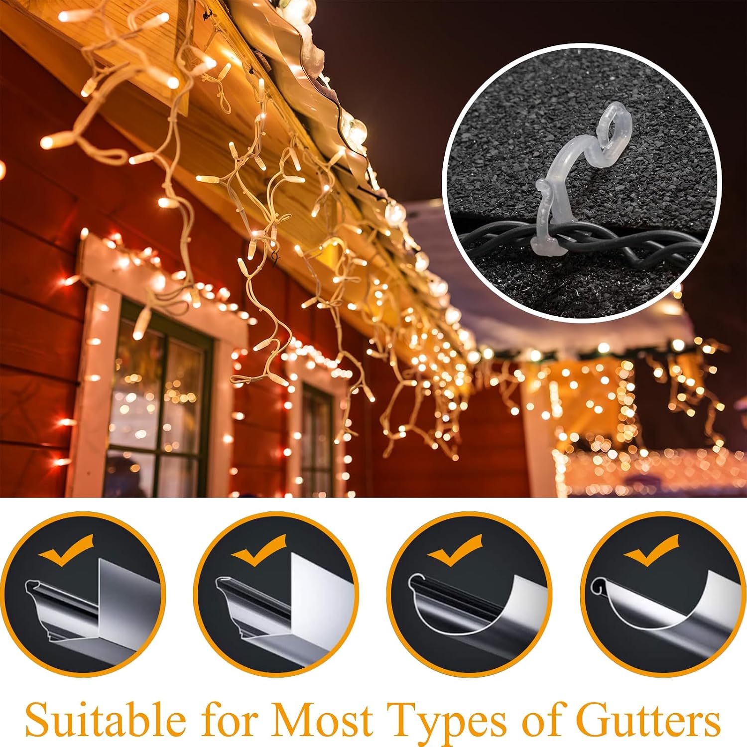 Christmas Light Clip Outdoor Gutter Hook 100 Pieces Holiday Hanger Hooks Weatherproof Plastic Mini Clips for Festival Xmas Decoration String Lights (Green)