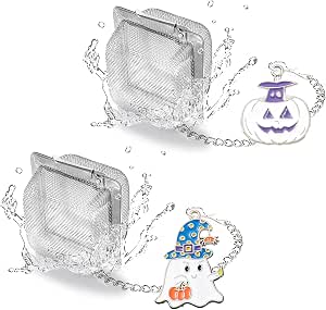 PUSCOBSY Halloween Tea Infuser Set, 2-Piece Pumpkin and Ghost Tea Strainer Set