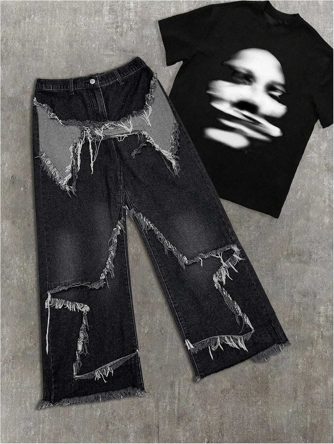 SOLY HUX Boy's Baggy Ripped Jeans Y2k Grunge Vintage Long Denim Pants Streetwear