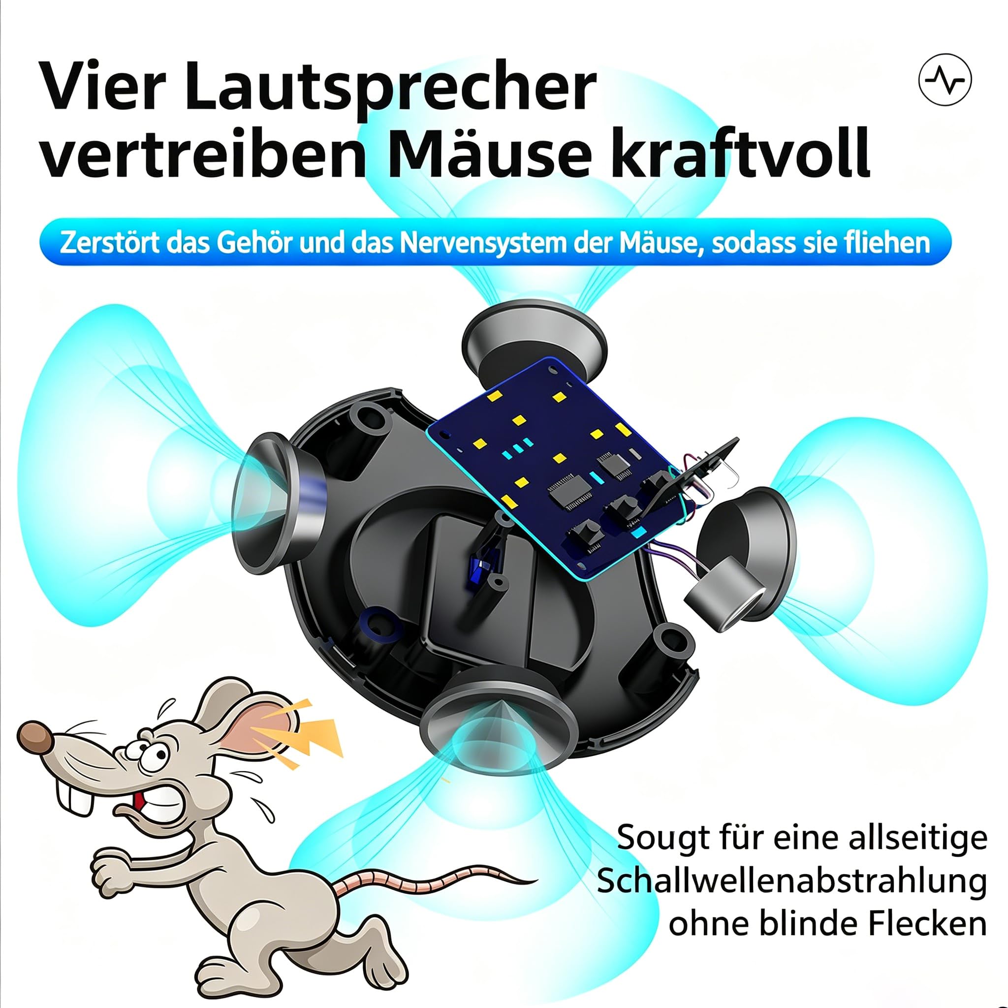 Osmo Repelmax Mäuseabwehr, Intelligenter Ultraschall für Ratten | Intelligenter Ultraschall-Frequenzumwandlungsmodus, Blitzende LED-Leuchte,für Ratten,Mücken,Kakerlaken,Motten,Ameisen