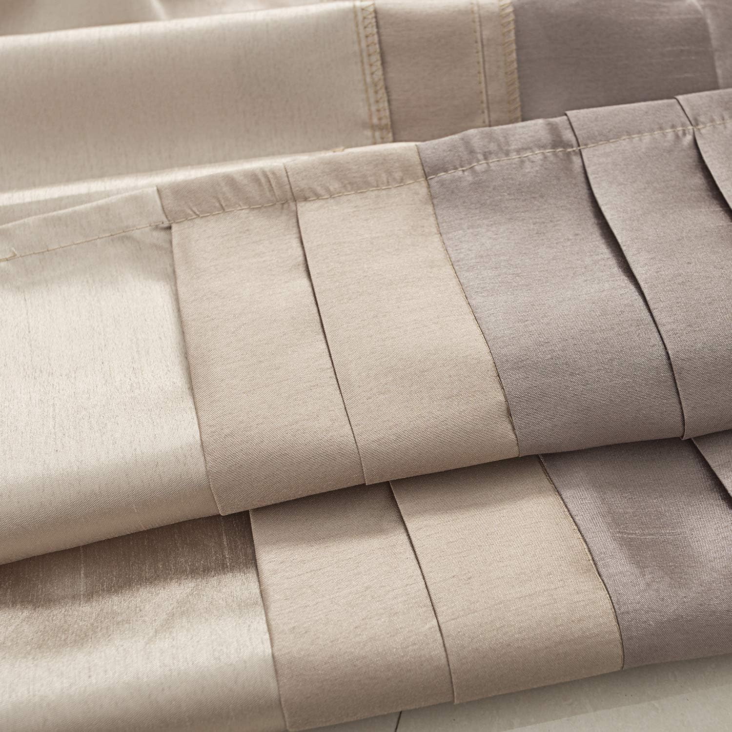 70×72 Shower Curtains for Bathroom 3-Color Stitching Polyester Light Brown Shower Curtain Without Hooks