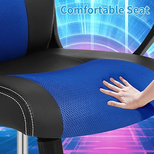 Miniatura 3 de BLKMTY Silla de juegos de PC, silla de escritorio ergonómica de masaje, sillas de carreras de piel sintética ajustable con soporte lumbar,