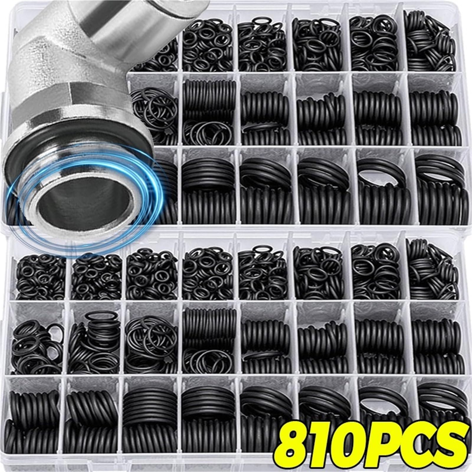 Junta del motor de la motocicleta Juntas tóricas, bandas elásticas, juntas de goma, anillos sellado para aire acondicionado, kits arandelas para reparación fontanería(Green-3Box(810pcs))