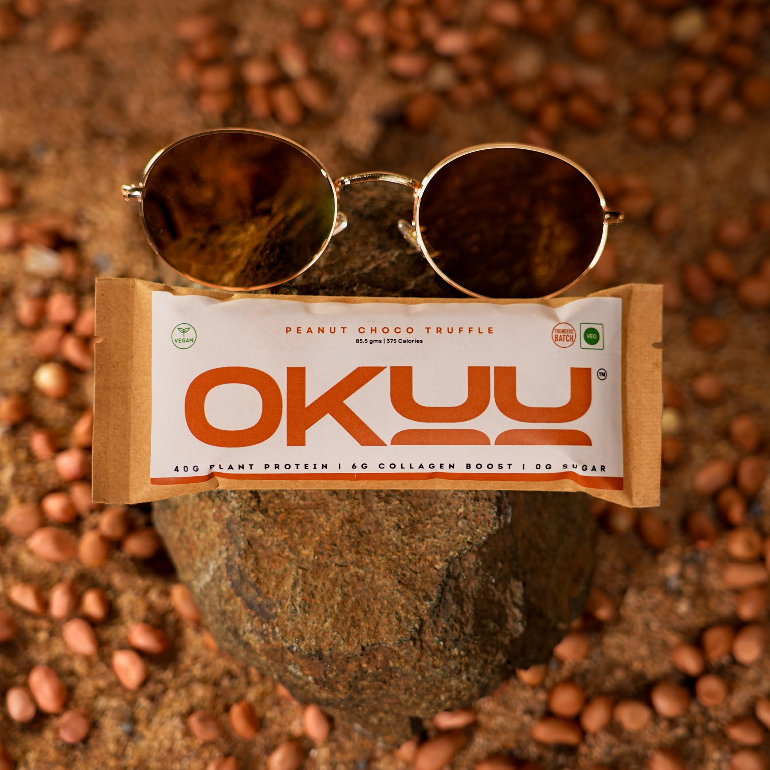 OKUU Peanut Choco Truffle 40 G Powerful Protein Bar | 14G Fiber, Zero Sugar & Collagen Boost Inside | Pack of 3-image-19