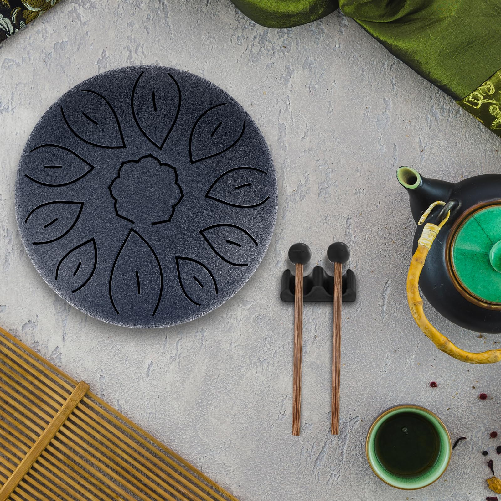 Gowkeey Steel Tongue Drum, 6 Pollici 11 Note Tamburo Handpan, Strumento a Percussione Tamburo, Tamburo del Handpan, Accordato Tamburi con Carry Bag, Note Sticks, Ditali, Porta Bastoncini per Appunti