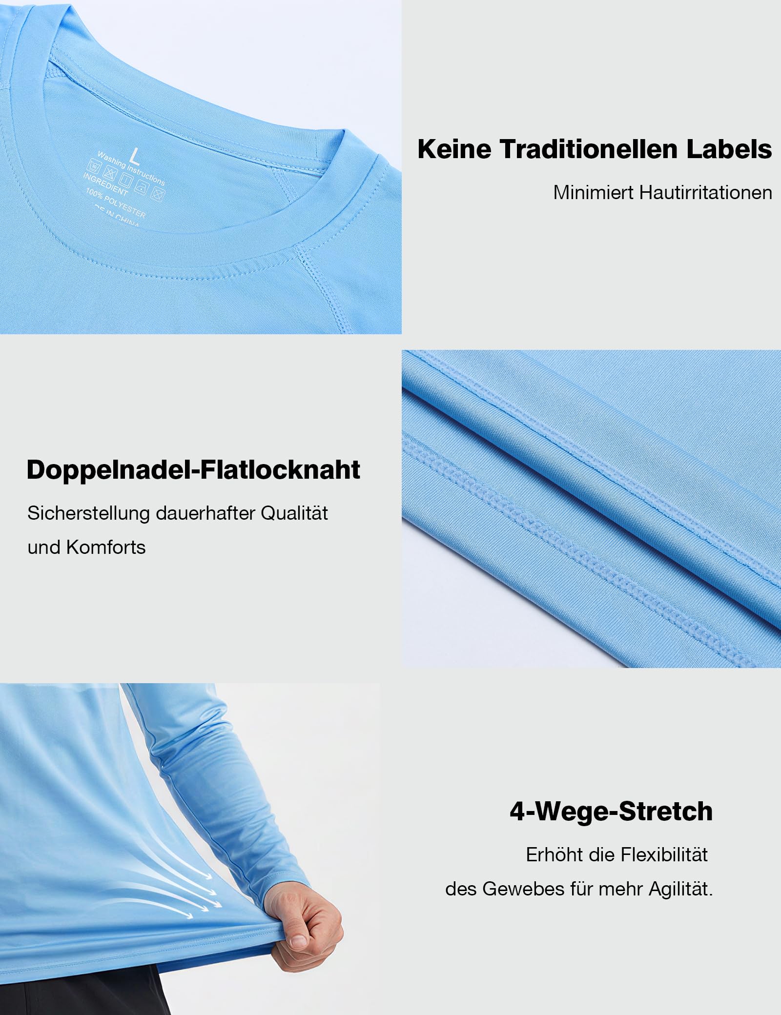 ZENGVEE 3er Pack Short/Long Sleeve Herren Uv Shirt, UPF 50+ Schnelltrocknend Atmungsaktiv Sonnenschutz Rashguard für Outdoor Schwimmen