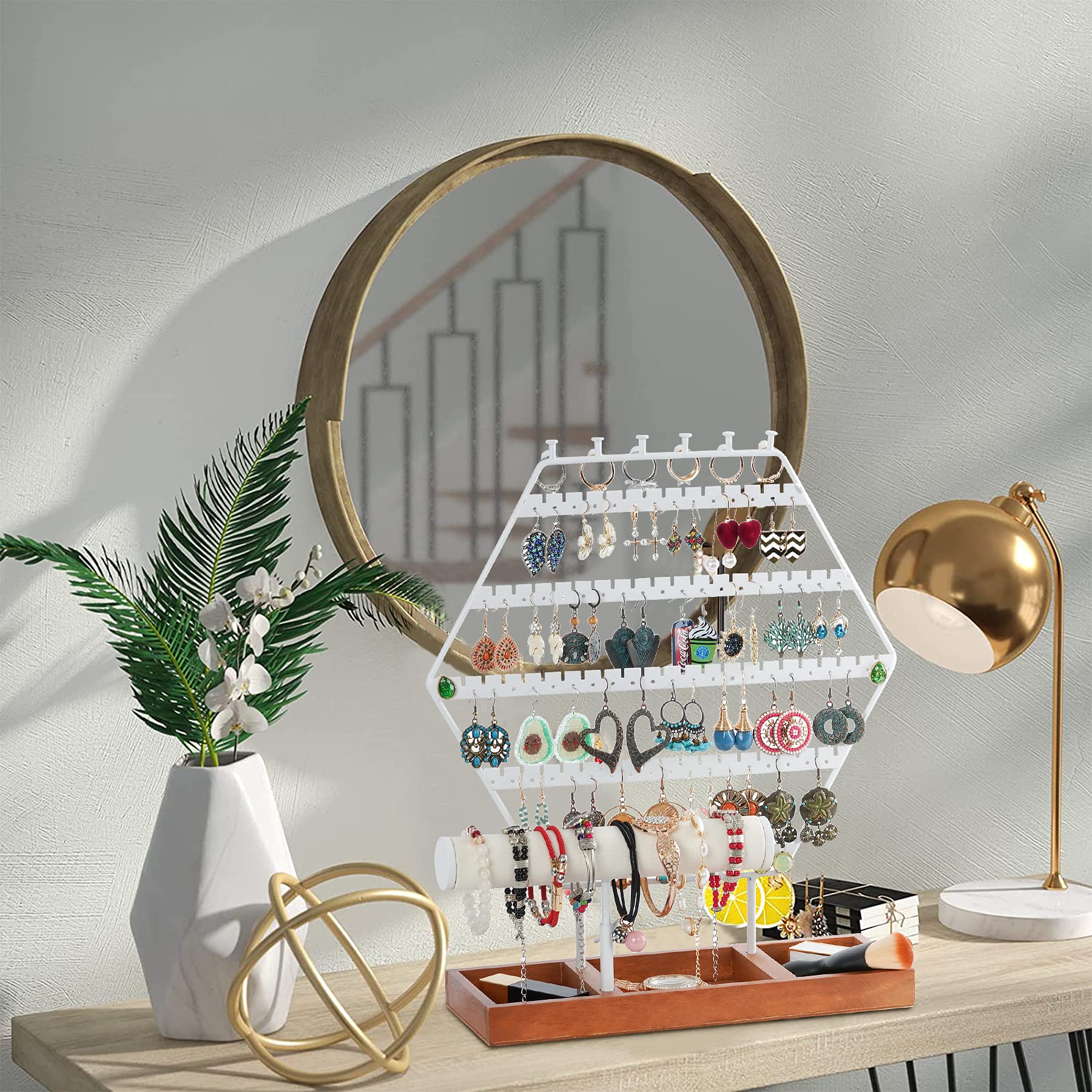 Porta Gioielli In Acrilico Trasparente - Organizer Per Collane E Orecchini Con 42 Ganci - Foto 4