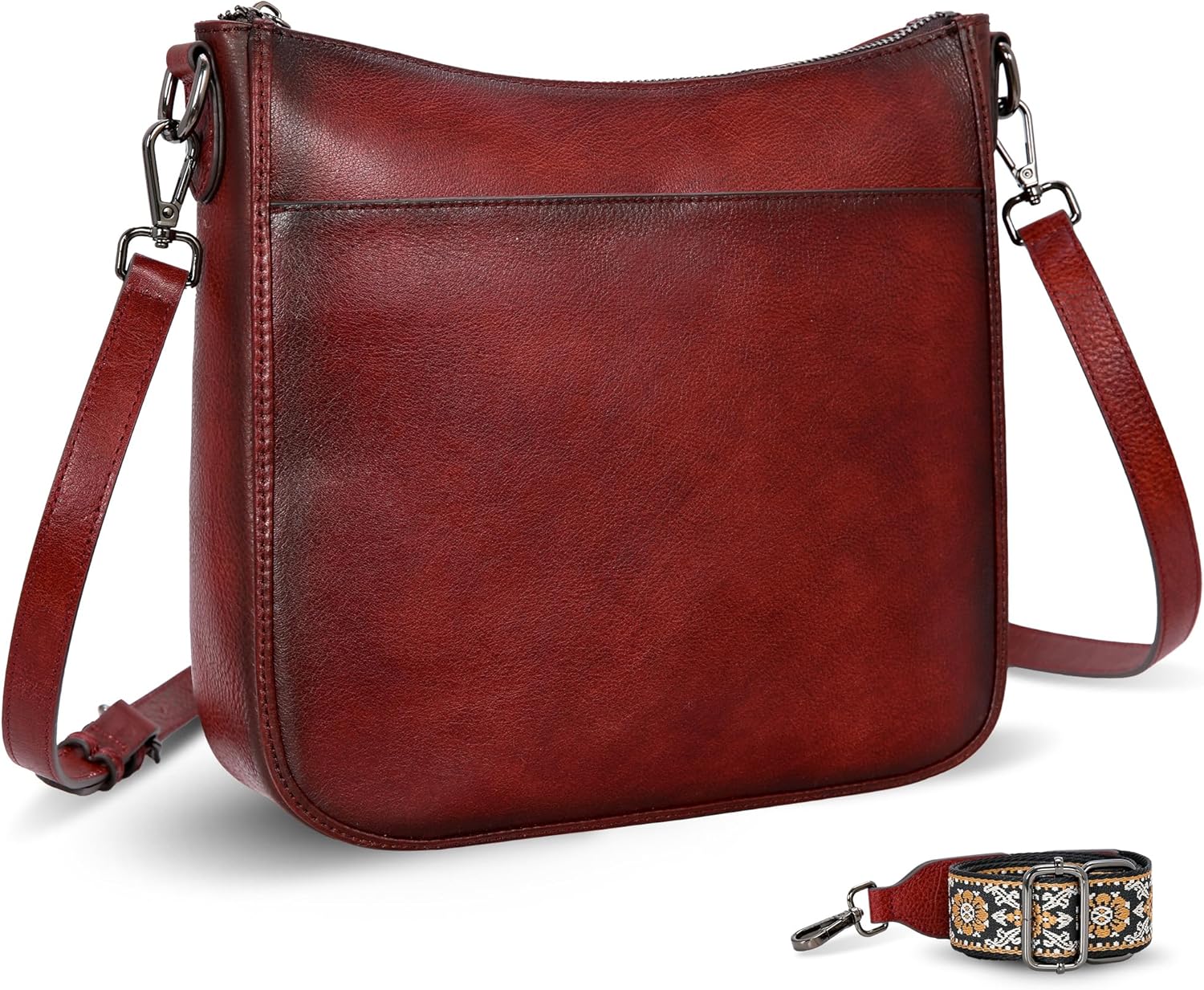 HESHE Leather Purses for Women Crossbody Bag Medium Shoulder Bags with Guitar Strap Satchel Travel Cross Body Purse | Leather, Purses, Medium, with Guitar Strap, Travel, Cross Body Purse