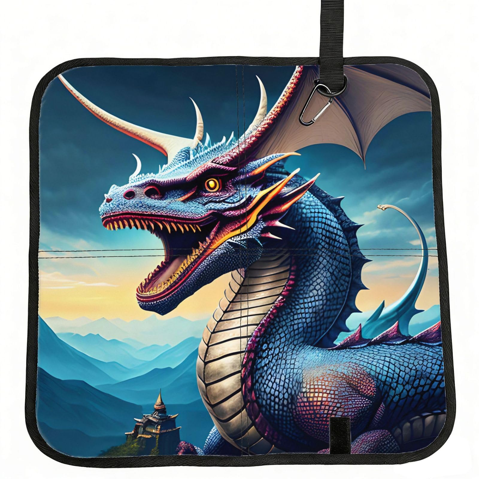 WBQLSL Roaring Dragon Foldable Seat Cushion - Portable Stadium Pad with Carabiner for Camping Hiking Picnic Beach