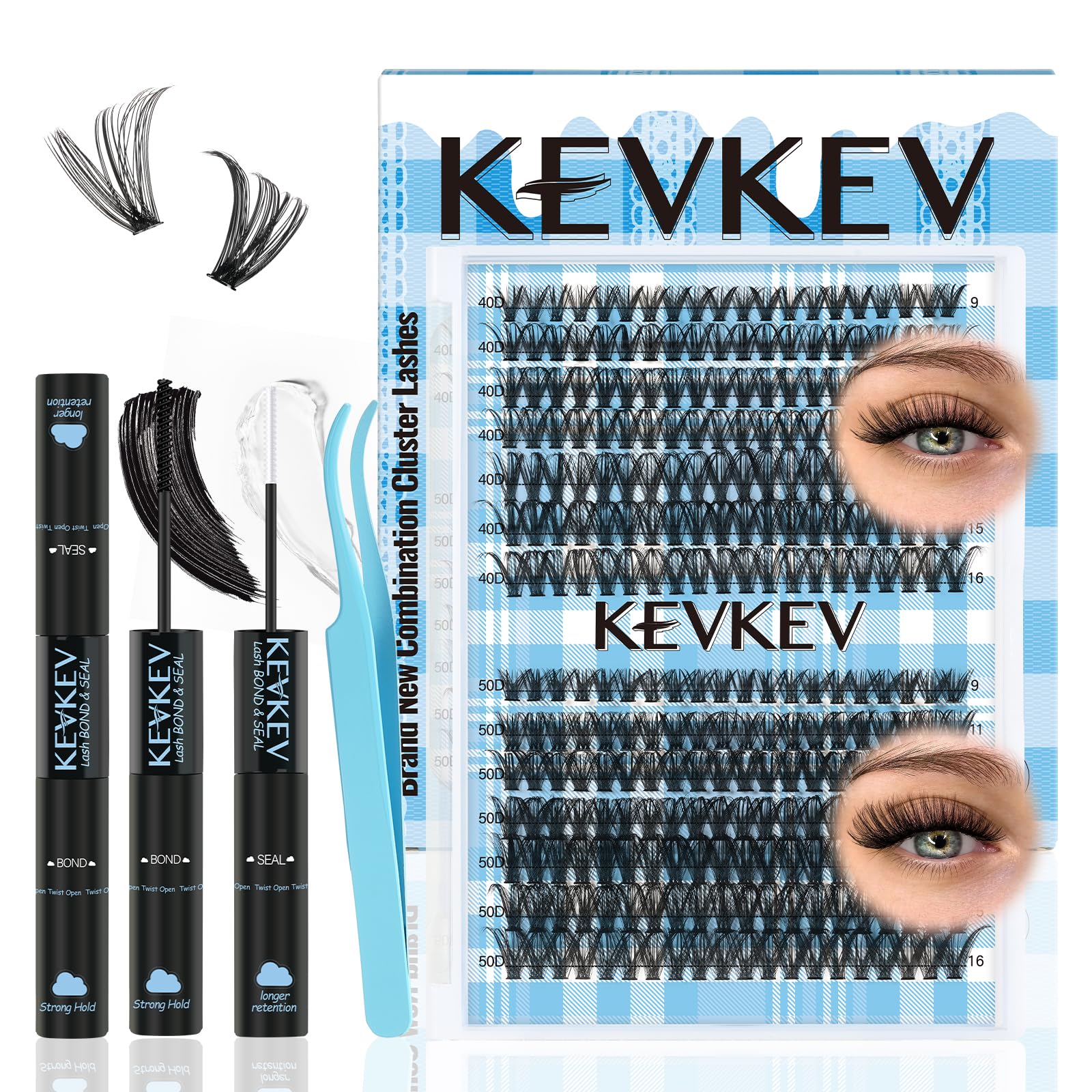 Lash Extension Kit 280Pcs Lash Clusters 40D 50D Eyelash Clusters Kit Individual Lashes With Lash Bond and Seal