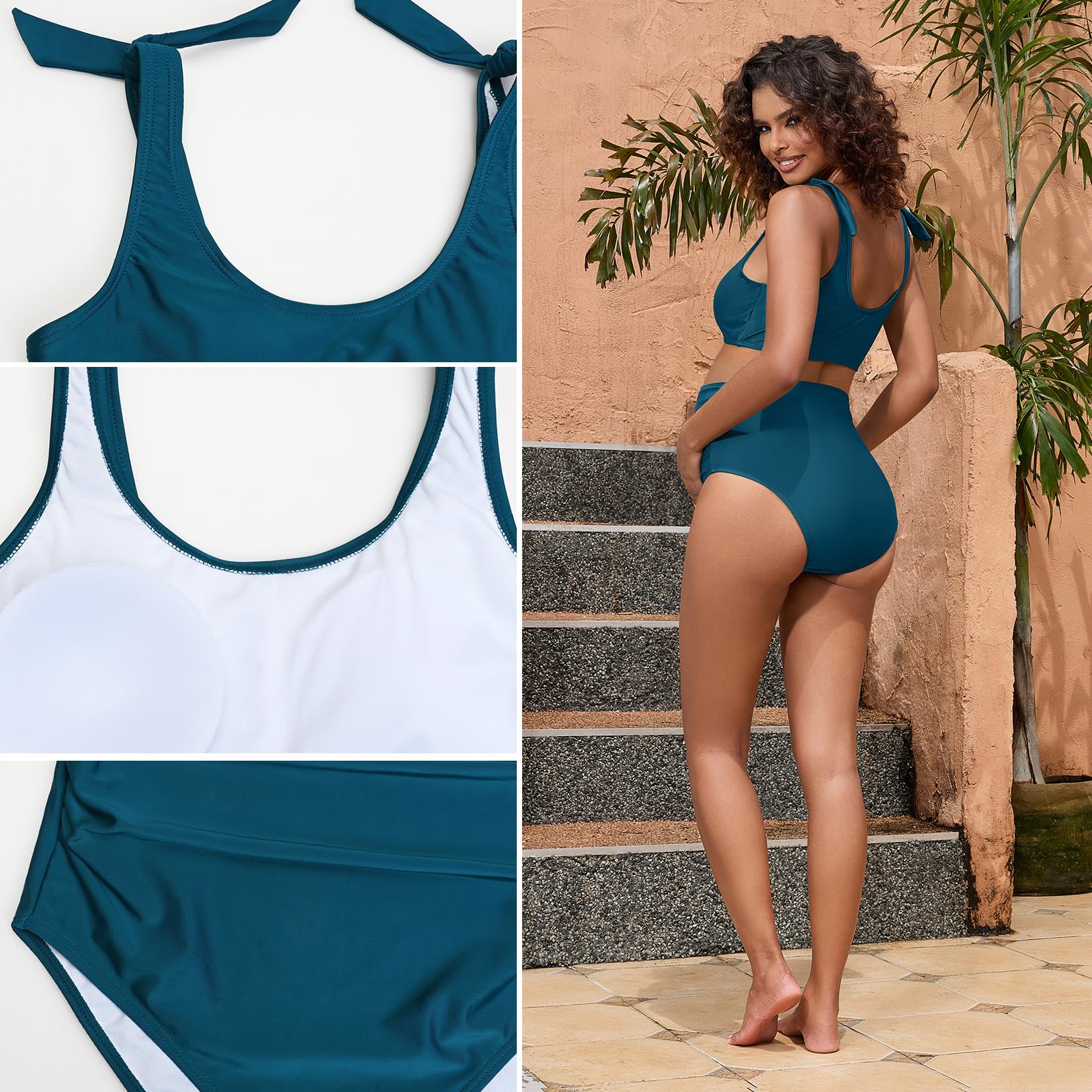 GINKANA Umstands-Bikini-Set, zweiteilig, Schwangerschafts-Badeanzug, Binde-Schultergurte, hohe Taille, Bademode, Schwangerschafts-Badeanzüge