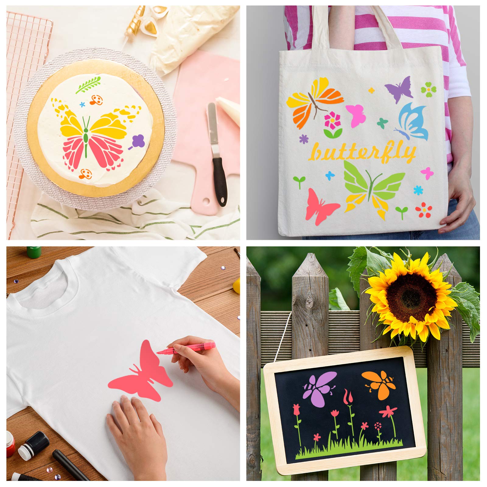25 Pieces Butterfly Stencils Spring Stencils Templates Reusable Plastic