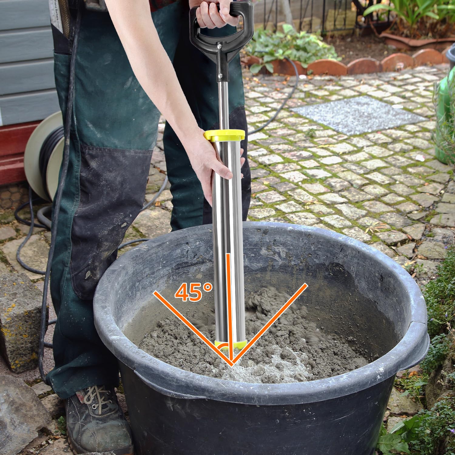 QWORK® Edelstahl Mörtelspritze mit 5 Düsen, Ersatz Siegelkopf und Handschuhen – Ergonomisch und Langlebig für Präzise Verfugungen