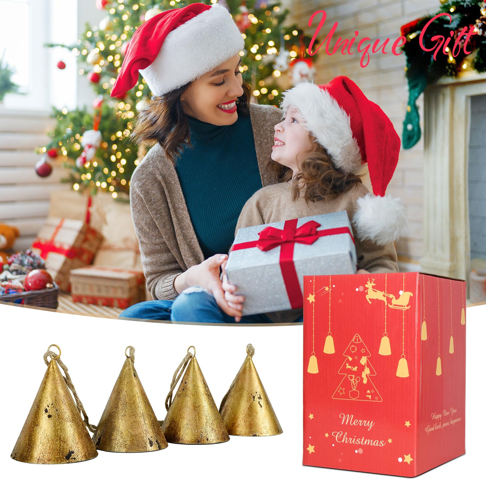 Amazon.co.jp: レトロカウベル クリスマス装飾 素朴なメタルベル 装飾