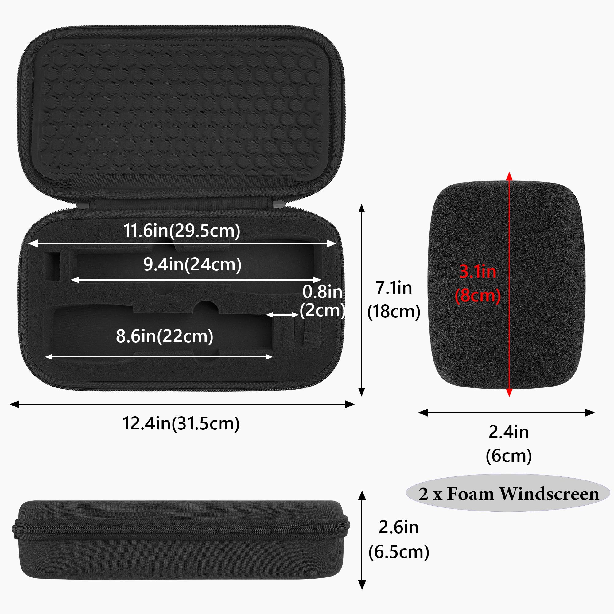 Custodia microfono wireless Geekria, compatibile con JBL Wireless Two, JBL PartyBox, Bietrun, borsa protettiva doppio microfono a mano con 2 coperture (Nero)