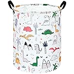 ACMUUNI Dinosaur Pattern 19.7 Inch Round Laundry Clothes Hamper Laundry Basket with Handles,Storage Organizer Bins Laundry Gift Basket for Room, Bedroom Decor
