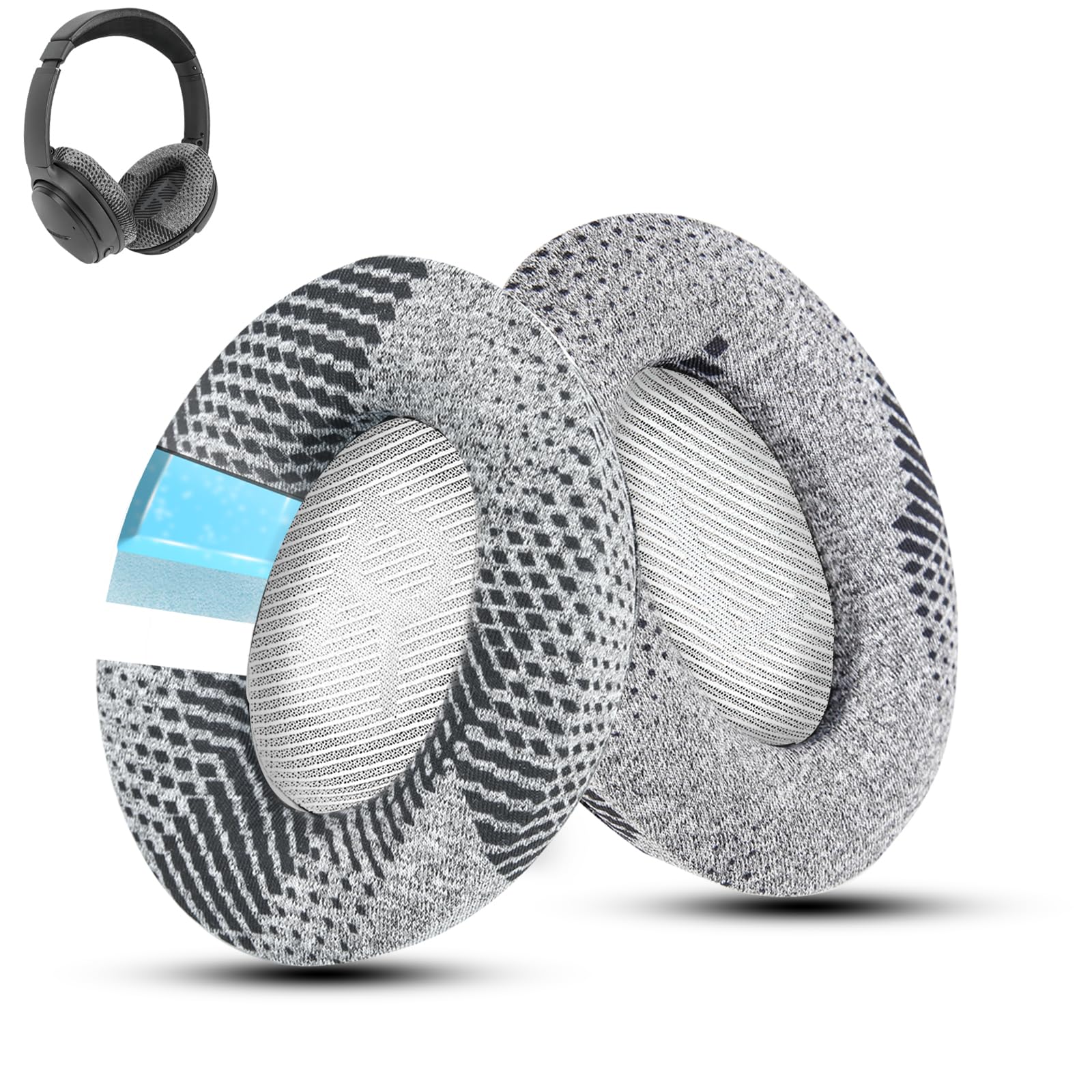 Wzsipod Cooling-Gel QuietComfort 35 / QC35 ii Replacement Ear Pads for Bose Headphones, Also Fit for Bose QC45 QC35 QC25 QC2 QC15/ Around-Ear 2 AE2i